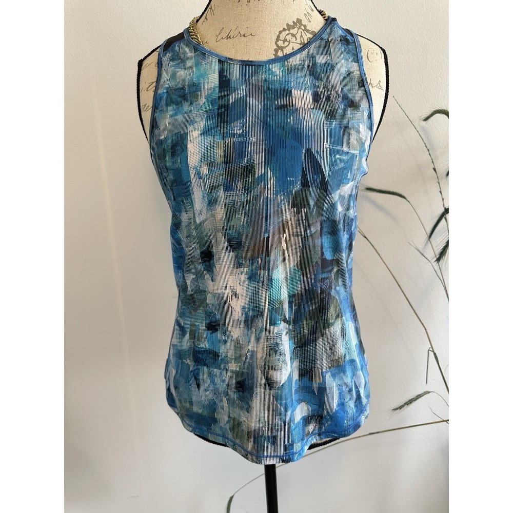 Lululemon Sculpt Tank Top Women's Size 6 Medium Mesh Scape Blue